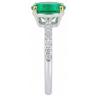 Natural Real ( Not Lab Grown ) 2 Carat Green Emerald GIA Wedding Ring