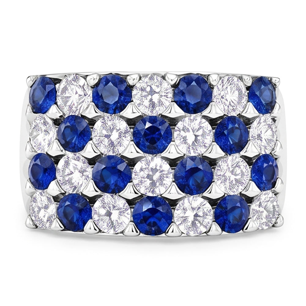 2 Carats Blue Sapphire Stones Anniversary Ring Thick Shank