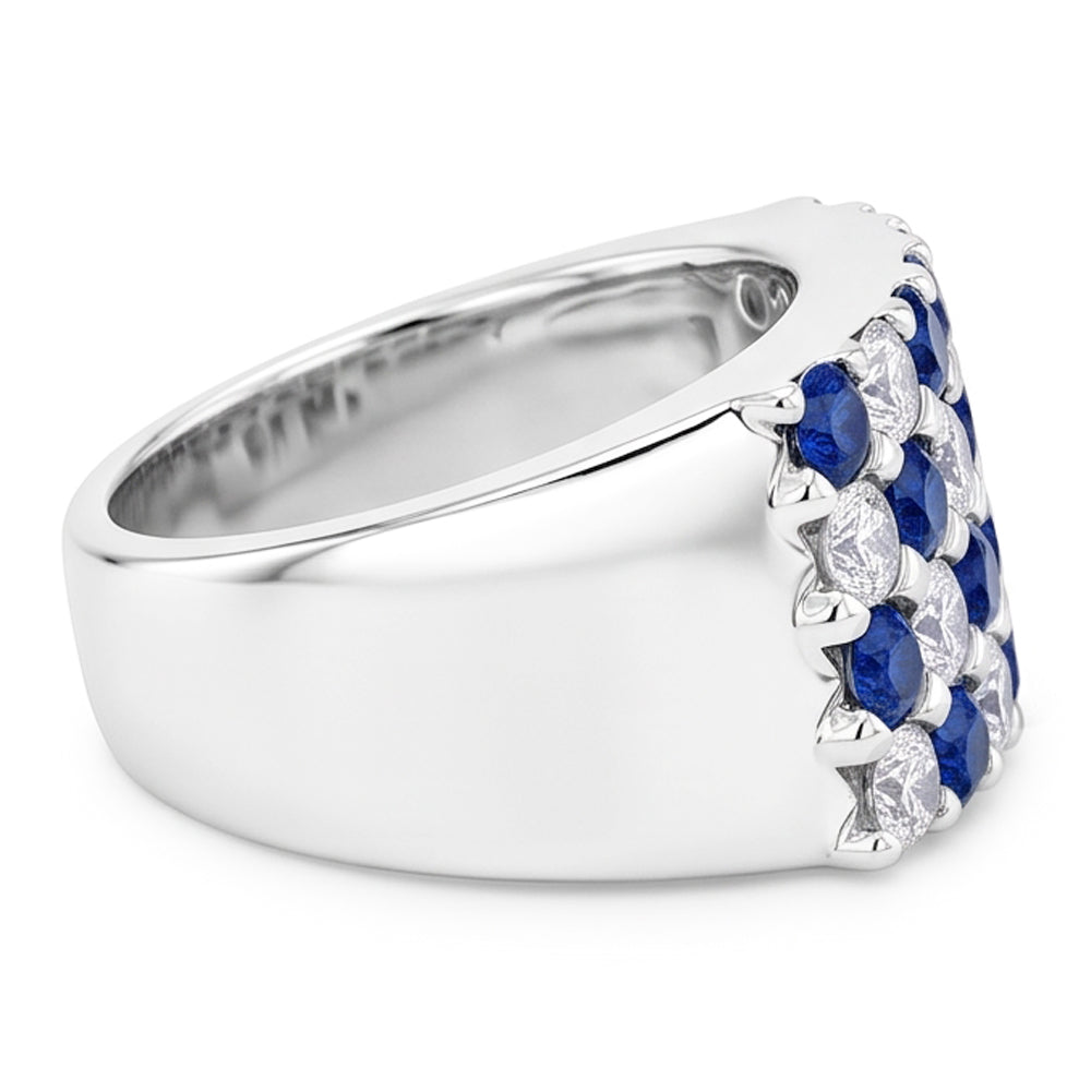 2 Carats Blue Sapphire Stones Anniversary Ring Thick Shank