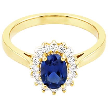 2 Carats Blue Tanzanite And Natural Earth Mined Diamond Wedding Ring Yellow Gold 14K