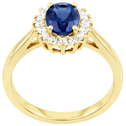 2 Carats Blue Tanzanite And Natural Earth Mined Diamond Wedding Ring Yellow Gold 14K