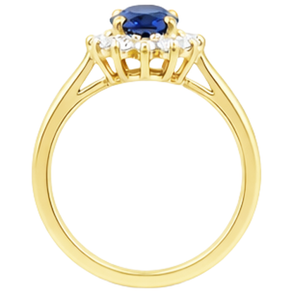 2 Carats Blue Tanzanite And Natural Earth Mined Diamond Wedding Ring Yellow Gold 14K