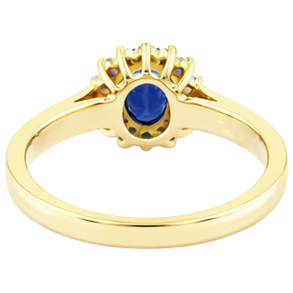 2 Carats Blue Tanzanite And Natural Earth Mined Diamond Wedding Ring Yellow Gold 14K