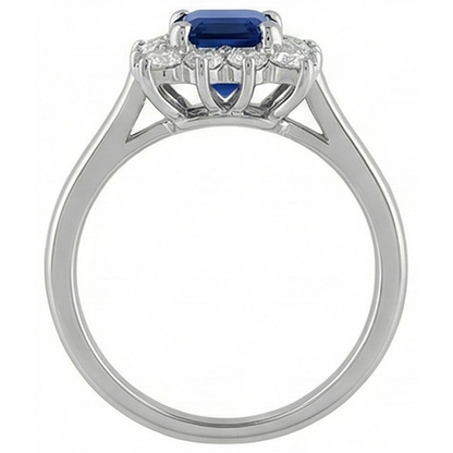 2 Carats Emerald Ceylon Sapphire And Natural Earth Mined Diamond Ring White Gold 14K