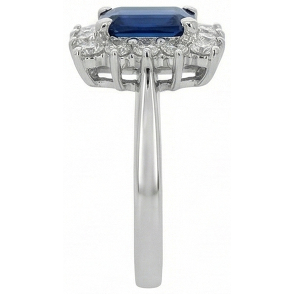 2 Carats Emerald Ceylon Sapphire And Natural Earth Mined Diamond Ring White Gold 14K