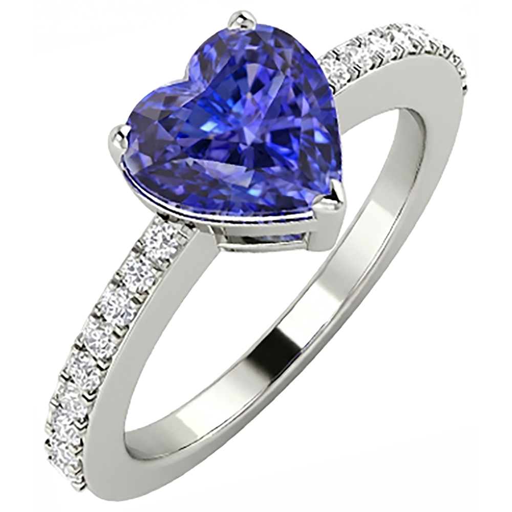 natural round tanzanite 2ct ring close up detail