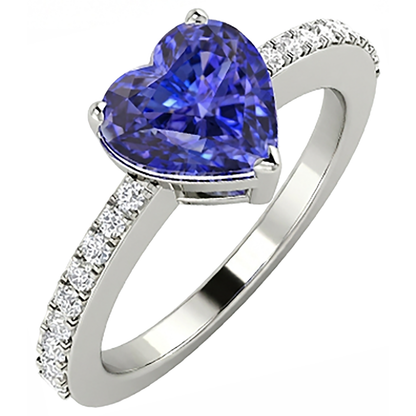 natural round tanzanite 2ct ring close up detail