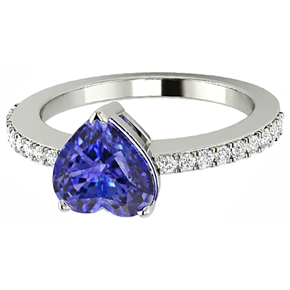 natural round tanzanite 2ct ring side angle