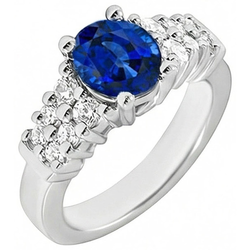 Natural Real ( Not Lab Grown )  2 Carats Oval Cut Ceylon Blue Sapphire Ring White Gold Jewelry New