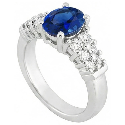 Natural Real ( Not Lab Grown )  2 Carats Oval Cut Ceylon Blue Sapphire Ring White Gold Jewelry New
