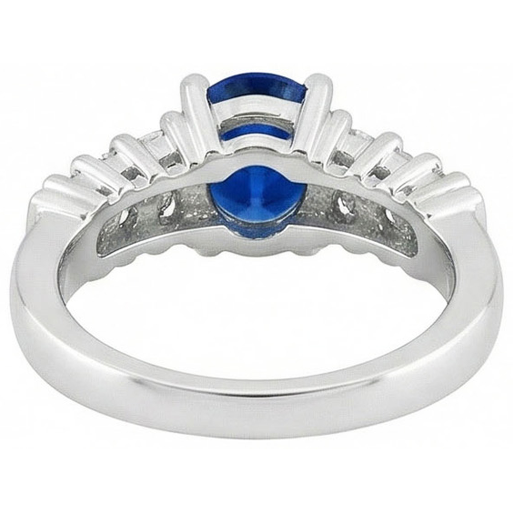 Natural Real ( Not Lab Grown )  2 Carats Oval Cut Ceylon Blue Sapphire Ring White Gold Jewelry New