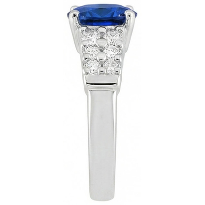 Natural Real ( Not Lab Grown )  2 Carats Oval Cut Ceylon Blue Sapphire Ring White Gold Jewelry New