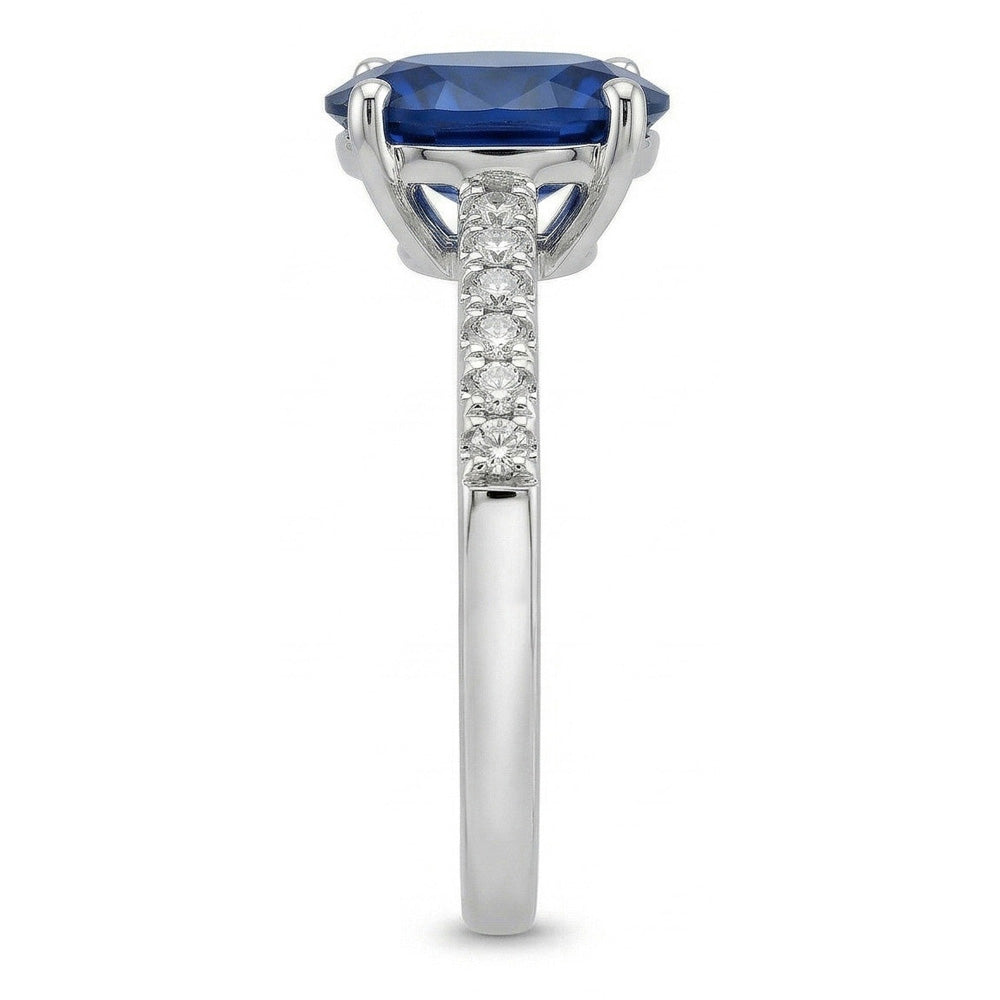 2 Carats Oval Sri Lanka Blue Sapphire Natural Earth Mined Diamond Ring White Gold 14K