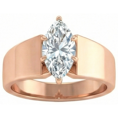 2 Carats Rose Gold Marquise Natural Earth Mined Diamond Engagement Ring