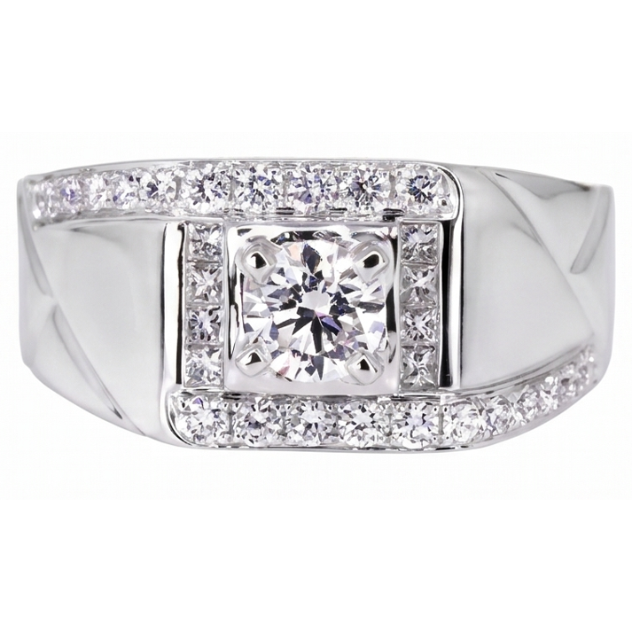 2 Carats Round Diamond Men's Anniversary Ring White Gold 10K Jewelry