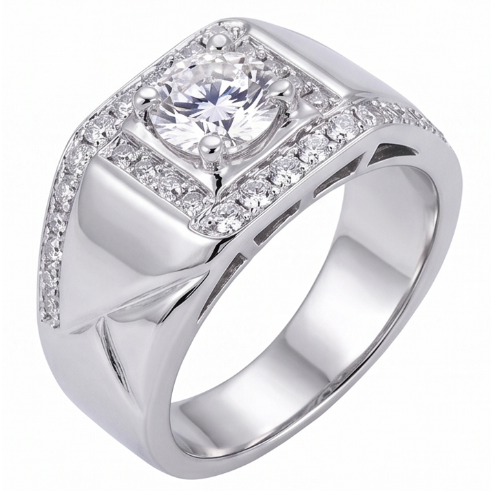 2 Carats Round Diamond Men's Anniversary Ring White Gold 10K Jewelry