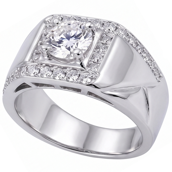 2 Carats Round Diamond Men's Anniversary Ring White Gold 10K Jewelry