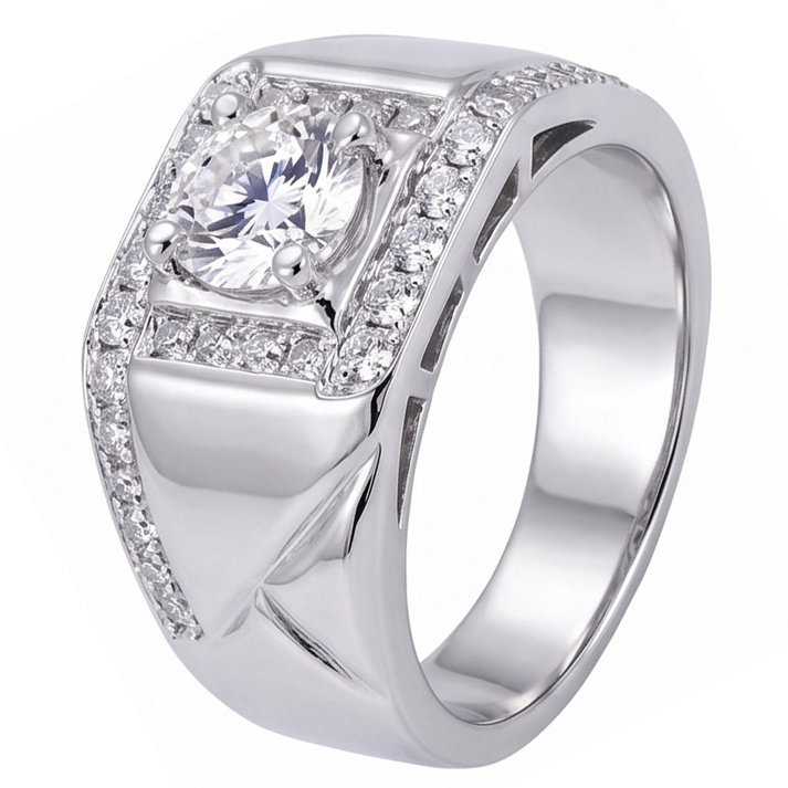 2 Carats Round Diamond Men's Anniversary Ring White Gold 10K Jewelry