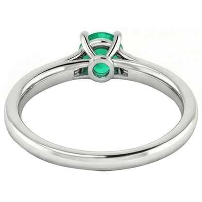2 Carats Round Green Emerald GIA Natural Earth Mined Diamond Ring White Gold 14K