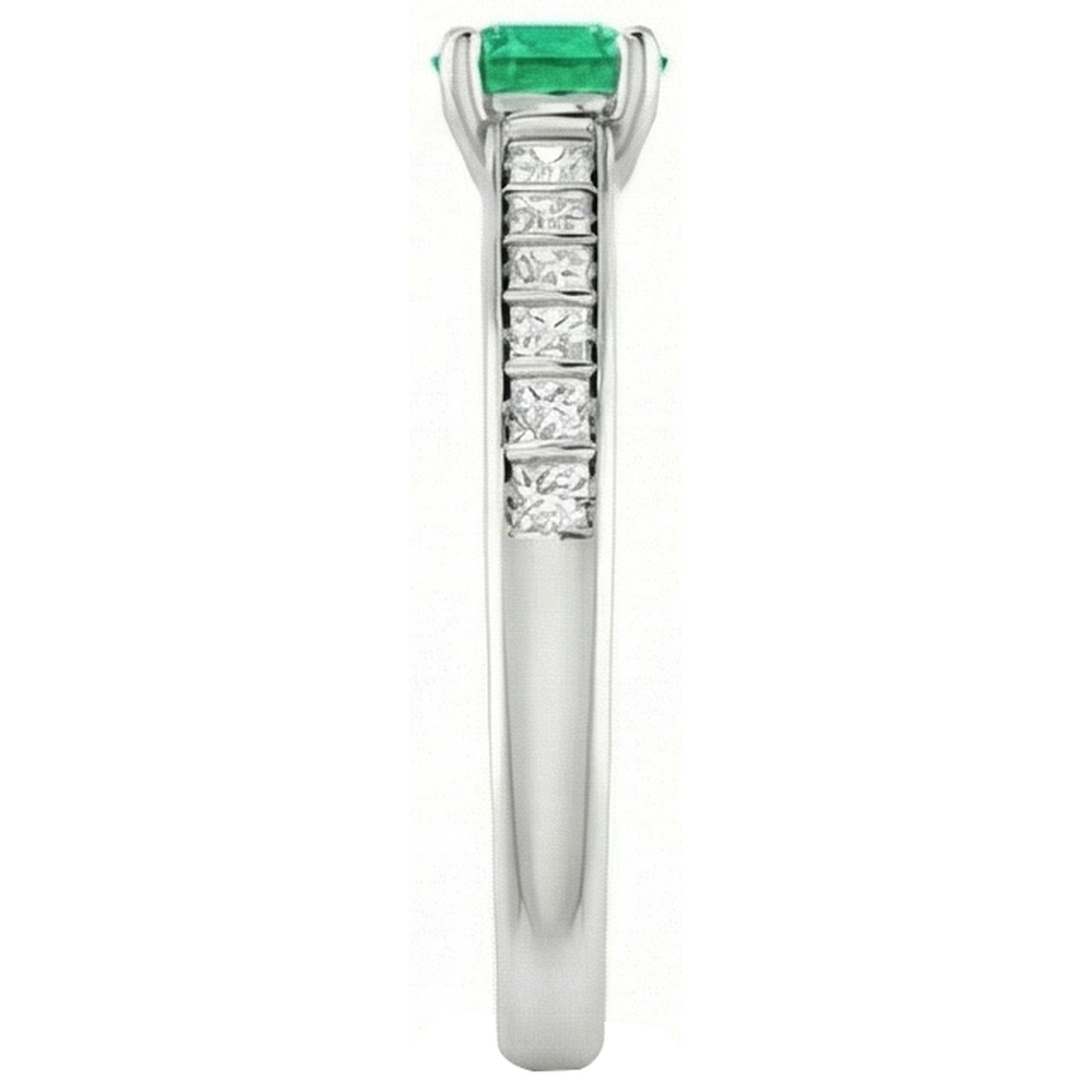 2 Carats Round Green Emerald GIA Natural Earth Mined Diamond Ring White Gold 14K