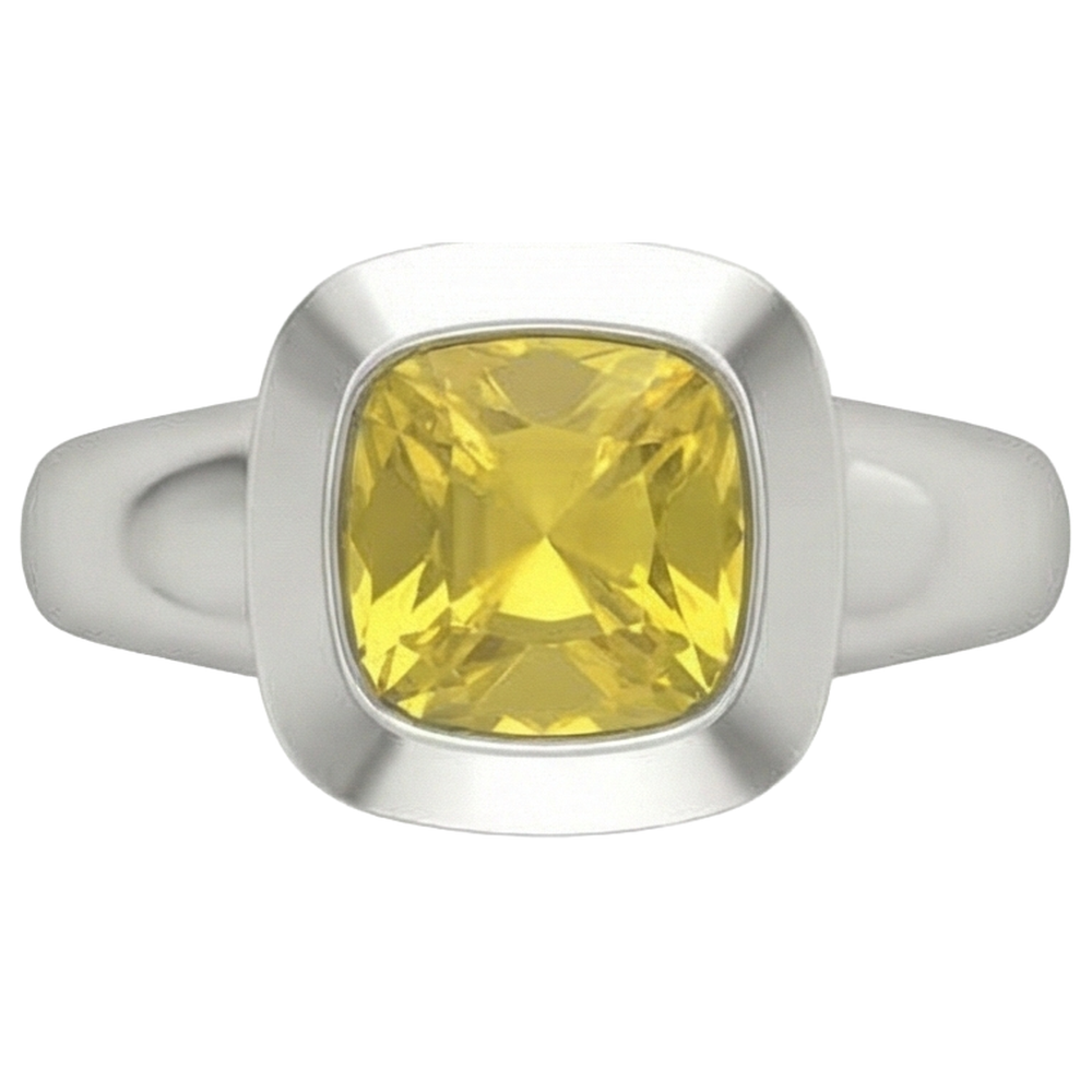 2 Carats Solitaire Yellow Sapphire Ring Gold Jewelry