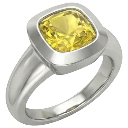 2 Carats Solitaire Yellow Sapphire Ring Gold Jewelry