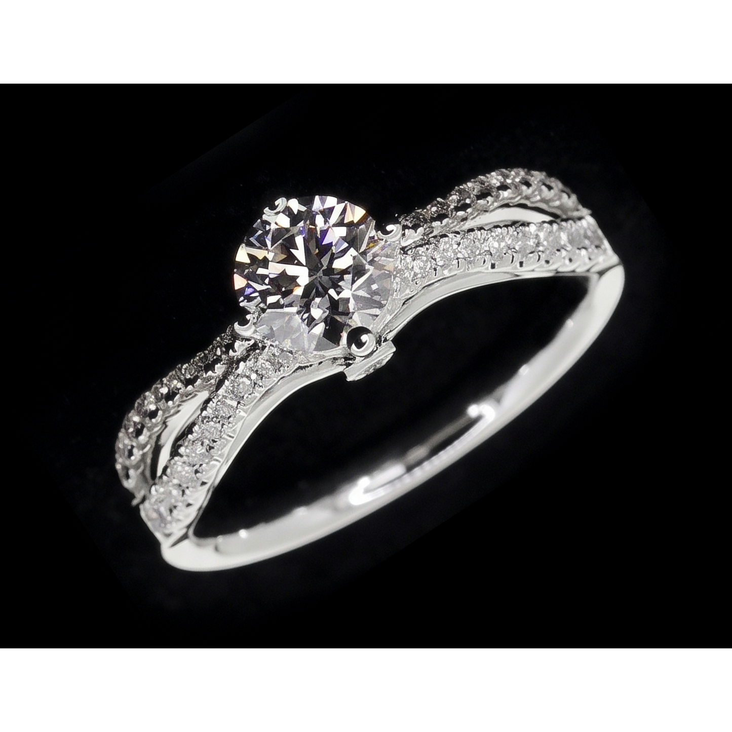 2 Carats Split Shank Engagement Ring Round Real Natural Earth Mined Diamond White Gold 14K
