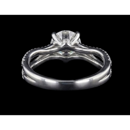 2 Carats Split Shank Engagement Ring Round Real Natural Earth Mined Diamond White Gold 14K