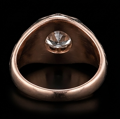 2 Ct Gypsy Solitaire Men’s Belcher Ring Round Old Miner Diamond Flower Style