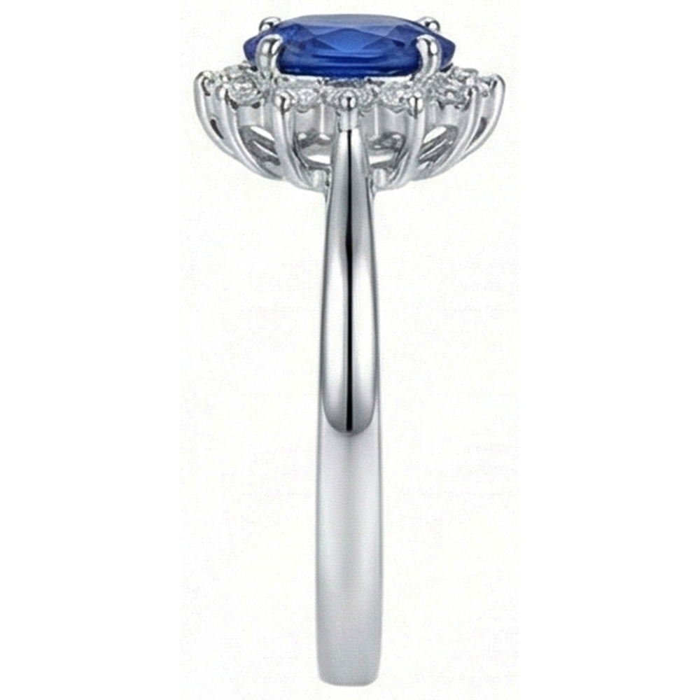 2 Ct Oval Cut Ceylon Sapphire And Natural Earth Mined Diamond Ring White Gold 14K