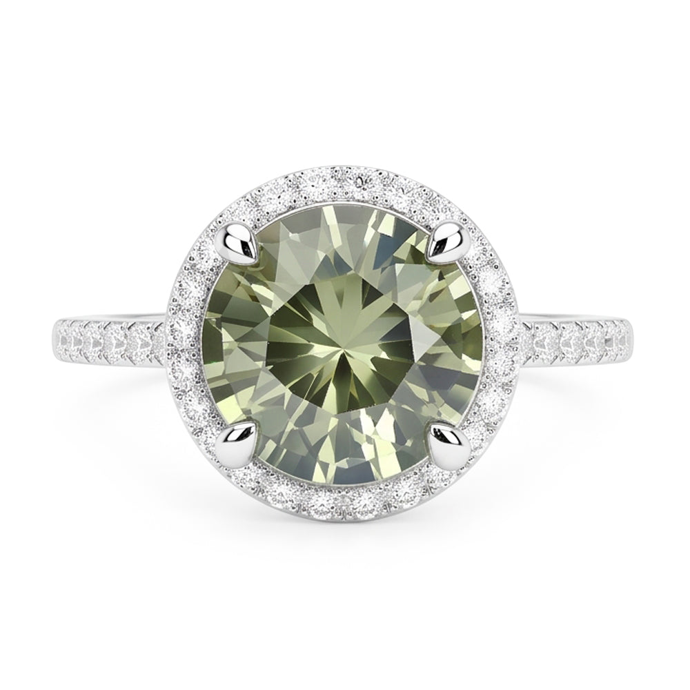 2 Ct Round Green Sapphire Natural Earth Mined Diamond Wedding Ring