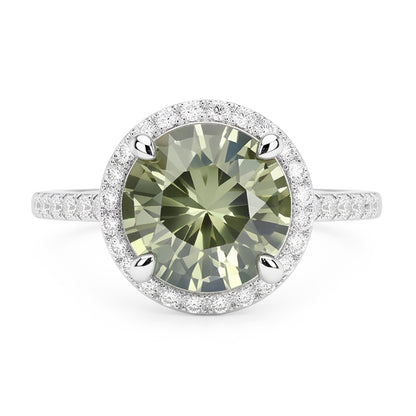 2 Ct Round Green Sapphire Natural Earth Mined Diamond Wedding Ring