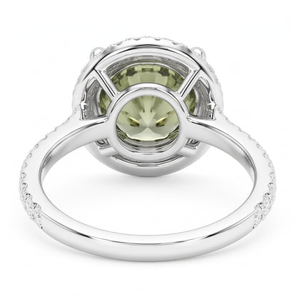 2 Ct Round Green Sapphire Natural Earth Mined Diamond Wedding Ring