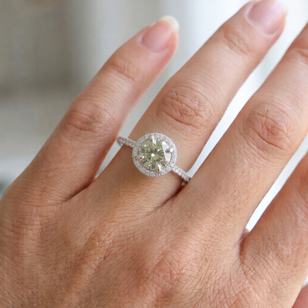 2 Ct Round Green Sapphire Natural Earth Mined Diamond Wedding Ring