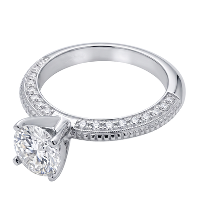 2 Ct. Round Micro Pave Natural Earth Mined Diamond Engagement Ring White Gold 14K