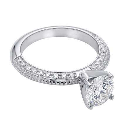 2 Ct. Round Micro Pave Natural Earth Mined Diamond Engagement Ring White Gold 14K