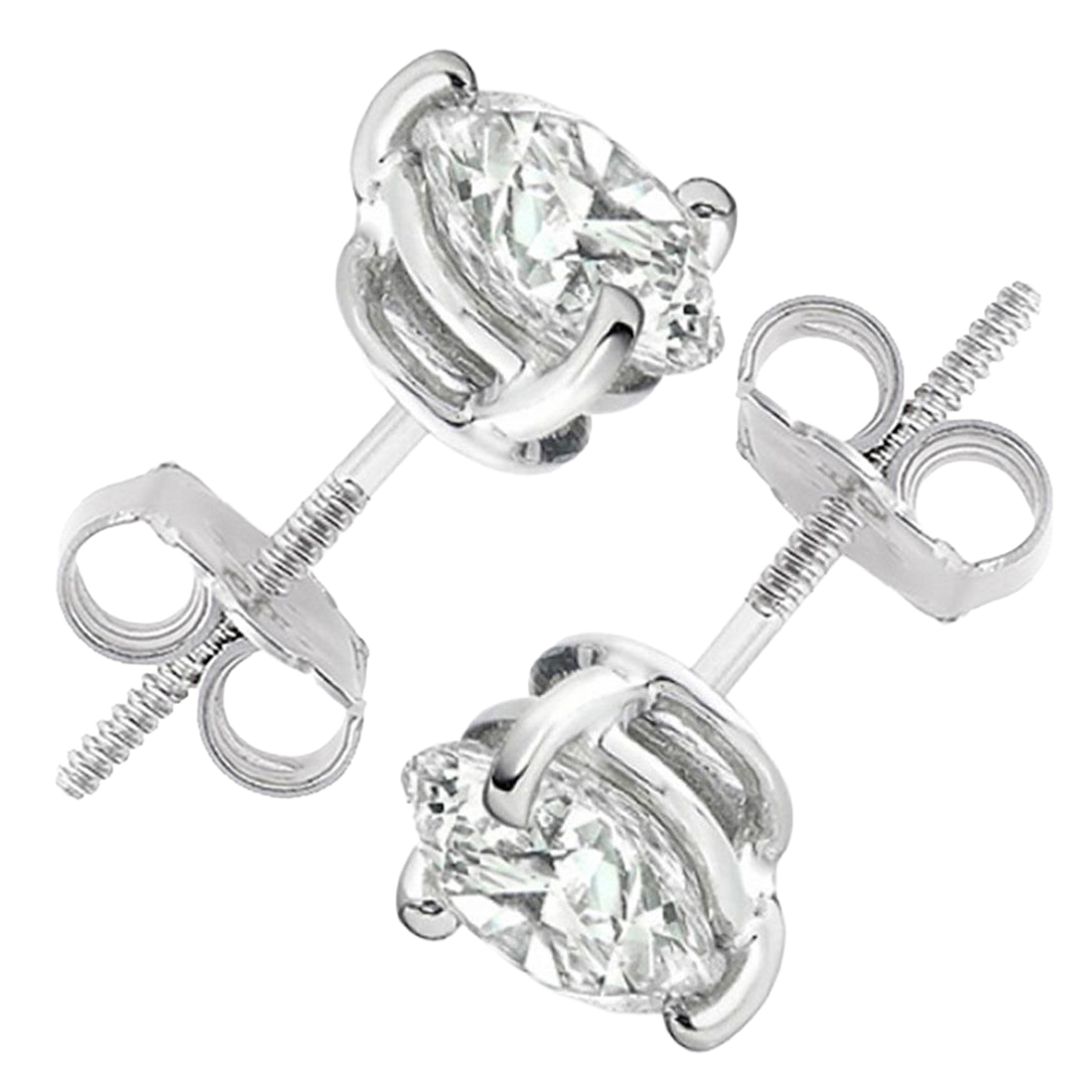 2 Carats GIA CERTIFIED Lab Grown Diamond Studs Earrings 14K White Gold
