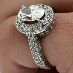 2.05 Carats Vintage Style Halo Diamond Wedding Ring White Gold 14K