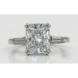 2.11 Carat Radiant & Baguette Lab Grown Diamonds Three Stone Engagement Ring