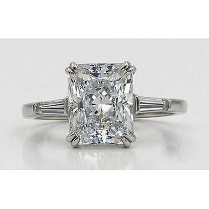 2.11 Carat Radiant & Baguette Lab Grown Diamonds Three Stone Engagement Ring