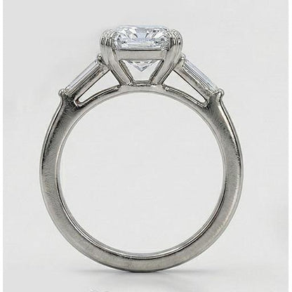 2.11 Carat Radiant & Baguette Lab Grown Diamonds Three Stone Engagement Ring