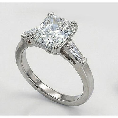 2.11 Carat Radiant & Baguette Lab Grown Diamonds Three Stone Engagement Ring