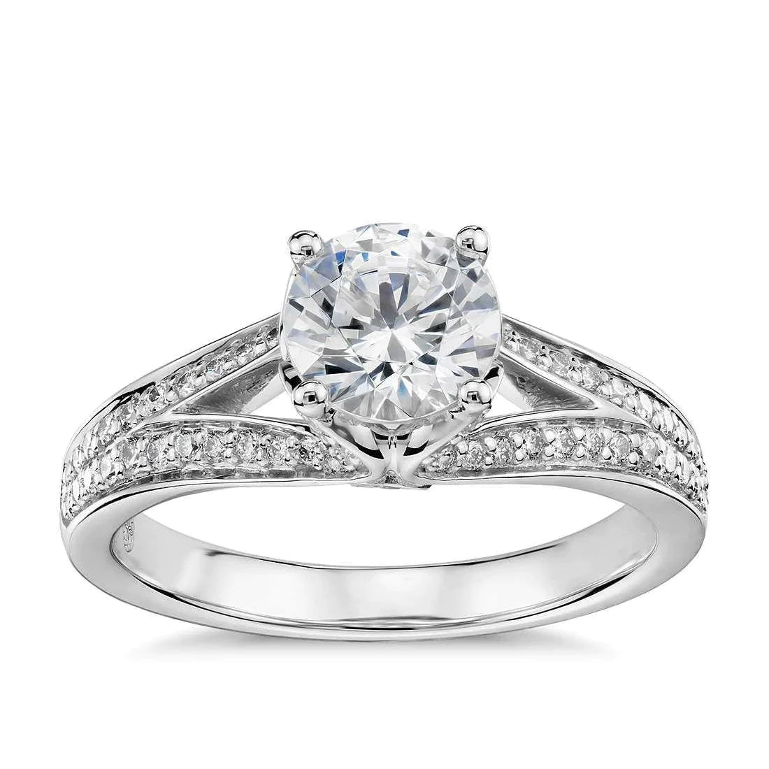 2.20 Ct Solitaire With Accent Diamonds Wedding Ring Gold 14K