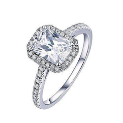 2.25 Carats Radiant And Round Cut Diamonds Halo Ring White Gold 14K