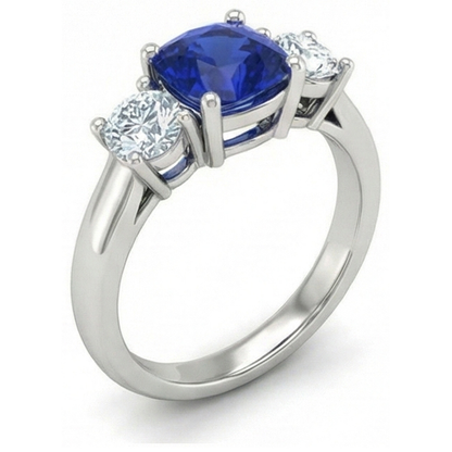 2.25 Ct Kashmir Sapphire Natural Earth Mined Diamonds Ring White Gold 14K New