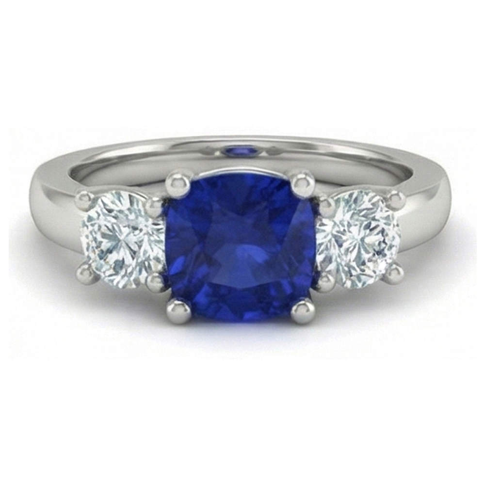 2.25 Ct Kashmir Sapphire Natural Earth Mined Diamonds Ring White Gold 14K New