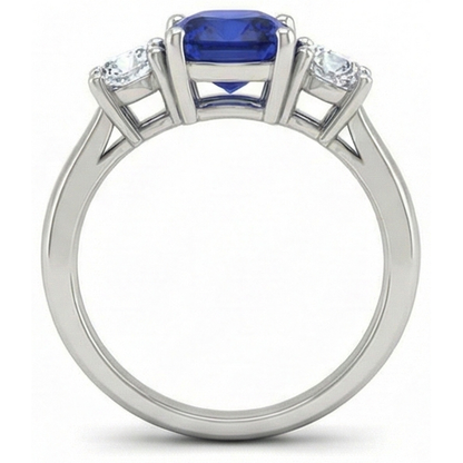 2.25 Ct Kashmir Sapphire Natural Earth Mined Diamonds Ring White Gold 14K New