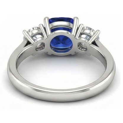 2.25 Ct Kashmir Sapphire Natural Earth Mined Diamonds Ring White Gold 14K New