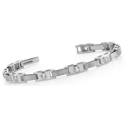2.25 Ct Bezel Set Round Natural Earth Mined Diamond Buckle Link Bracelet Solid White Gold