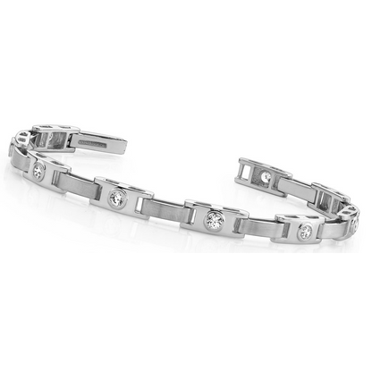 2.25 Ct Bezel Set Round Natural Earth Mined Diamond Buckle Link Bracelet Solid White Gold